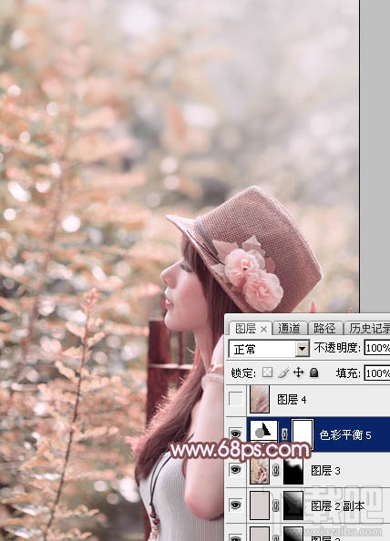 如何用Photoshop CC打造清新的淡红色夏季美女图片