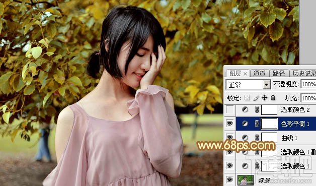 如何用Photoshop CC给绿树中的美女加上程曦阳光色