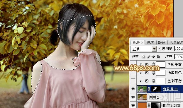 如何用Photoshop CC给绿树中的美女加上程曦阳光色