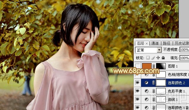 如何用Photoshop CC给绿树中的美女加上程曦阳光色