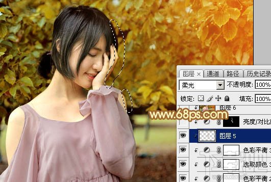 如何用Photoshop CC给绿树中的美女加上程曦阳光色