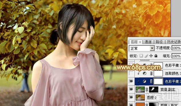 如何用Photoshop CC给绿树中的美女加上程曦阳光色