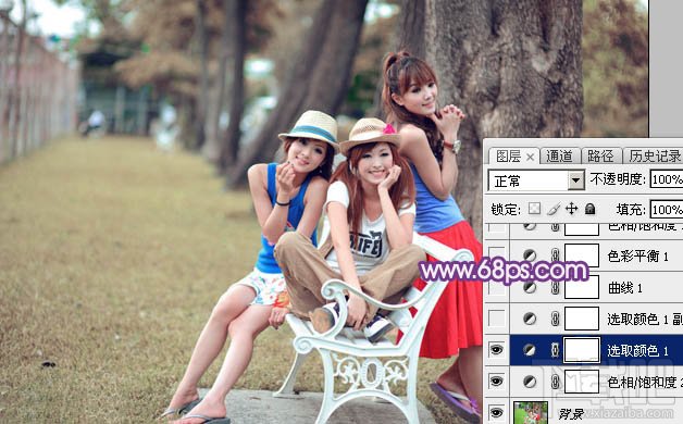 如何用Photoshop CC打造唯美的粉紫色公园美女图片