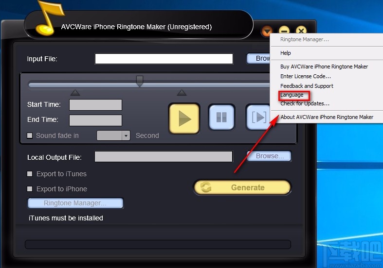 AVCWare iPhone Ringtone Maker设置中文的方法