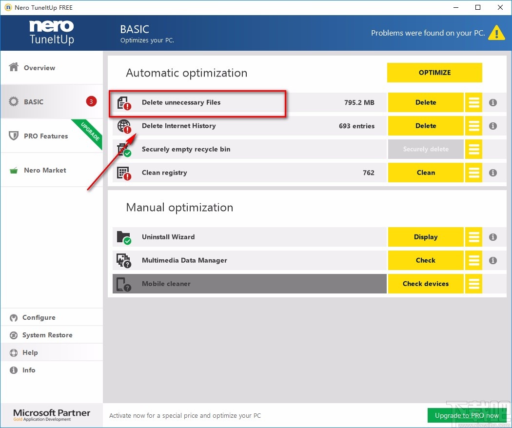 Nero TuneItUp Free清理垃圾文件的方法