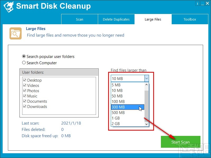 Smart Disk Cleanup扫描删除垃圾文件的方法