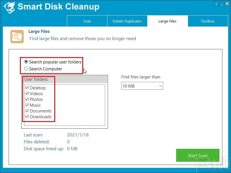 Smart Disk Cleanup扫描删除垃圾文件的方法