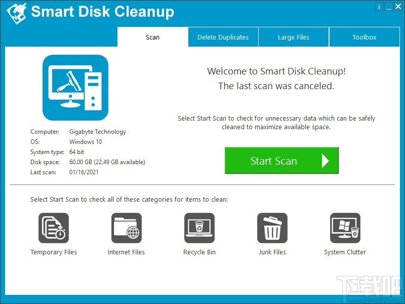 Smart Disk Cleanup扫描删除垃圾文件的方法