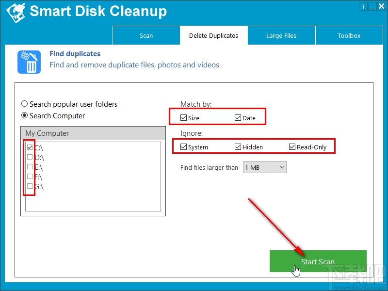 Smart Disk Cleanup删除重复文件的方法