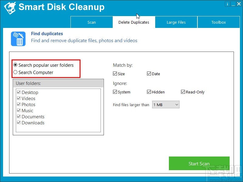 Smart Disk Cleanup删除重复文件的方法