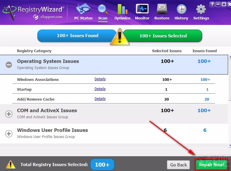 RegistryWizard优化注册表的方法