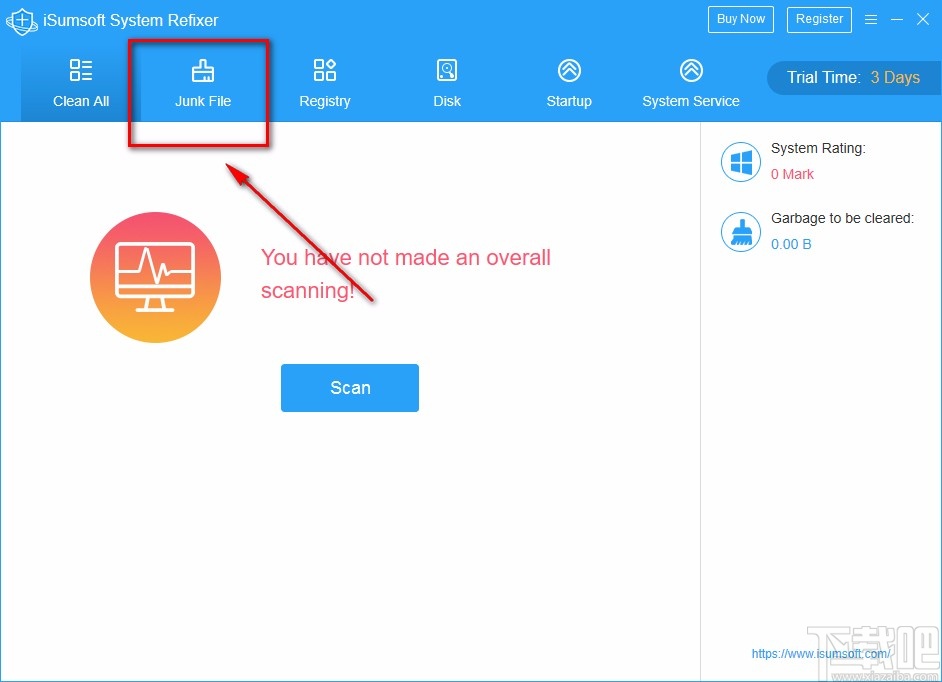 iSumsoft System Refixer清理垃圾文件的方法