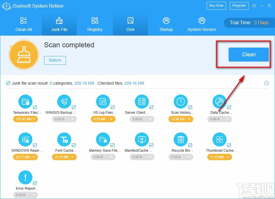 iSumsoft System Refixer清理垃圾文件的方法