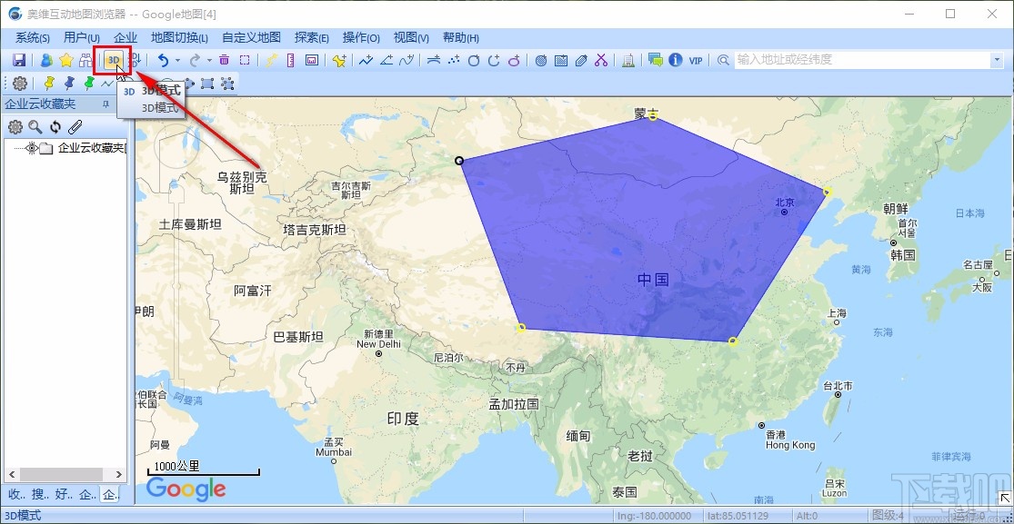 奥维互动地图浏览器切换3D模式的方法